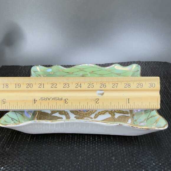 Antique Persian Fine Porcelain Ceramic Rectangular Dish Tray Plate Raised Paint - Picture 2 of 11